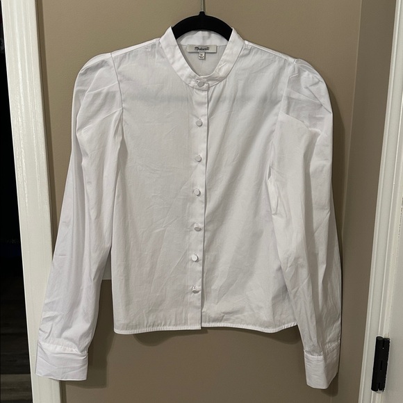 Madewell Puff-Sleeve Button-Up Shirt in White - Picture 5 of 7